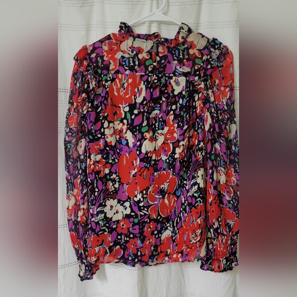 J. CREW Smocked popover Floral Blouse Size Small EUC - Picture 10 of 16